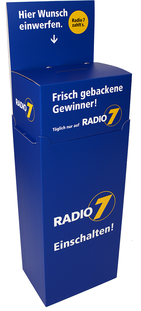 Gewinnspielbox auf Bodensockel - Radio7